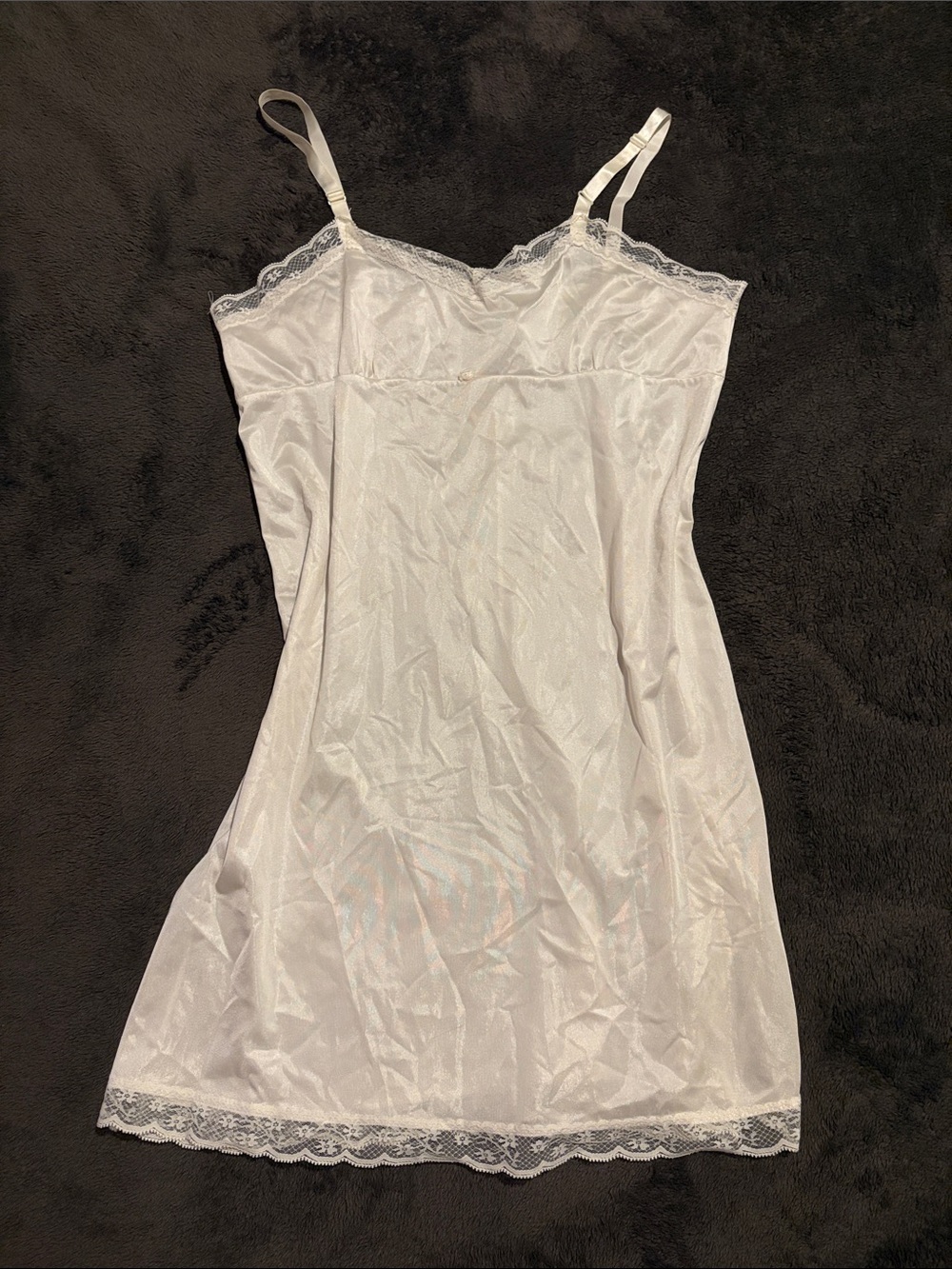 Vintage Sears White Lace Trim Slip Dress